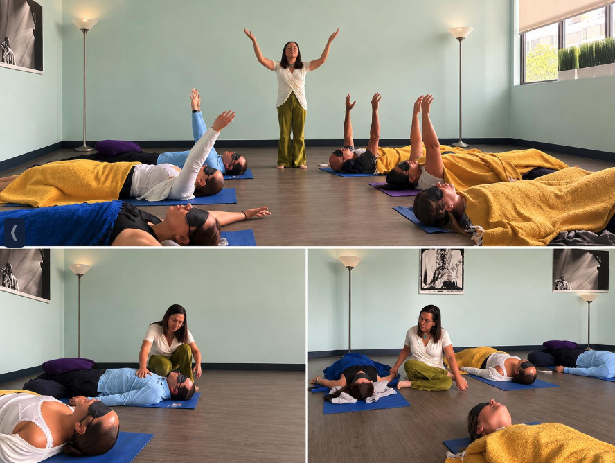 Miria facilitating a group breathwork experience
